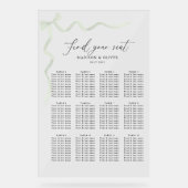 Elegant Sage Green Bow Wedding Seating Acrylic Acrylschild (Vorderseite)
