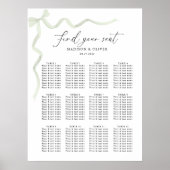 Elegant Sage Green Bow Wedding Seating Charts Poster (Vorne)