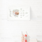 Elegant Sage Green Boy God Bless Photo Banner (InSitu)