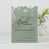 Elegant Sage Green Bridal Shower Invitation Einladung (Stehend Vorderseite)