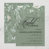 Elegant Sage Green Bridal Shower Invitation Einladung (Vorne/Hinten)