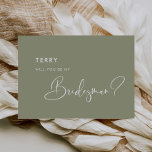 Elegant & sage green Bridesman Vorschlagskarte Einladung<br><div class="desc">Eine moderne Typografie und eine trendige,  schlaue grüne Farbe für Ihre Hochzeitsstätte: Wählen Sie diese einfache und elegante Hochzeitssuite. Vollständig anpassbar: Sie können sowohl den Hintergrund als auch die Textfarbe beliebig ändern.</div>