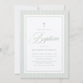 Elegant Sage Green Calligraphy Baptism Einladung (Vorderseite)
