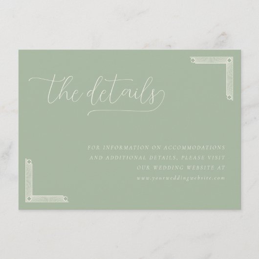 Elegant Sage Green Calligraphy Begleitkarte (Vorderseite)