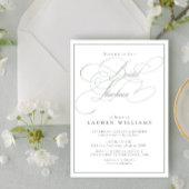 Elegant Sage Green Calligraphy Bridal Luncheon Einladung