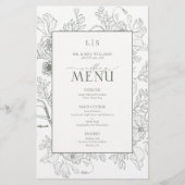 Elegant Sage Green Calligraphy Monogram Menu Card (Vorderseite)