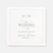 Elegant Sage Green Calligraphy Monogram Wedding Serviette (Vorderseite)
