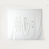 Elegant Sage Green Calligraphy Monogram Wedding Wandteppich (Vorderseite (Horizontal))