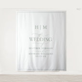 Elegant Sage Green Calligraphy Monogram Wedding Wandteppich (Vorderseite)