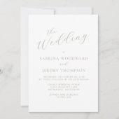 Elegant Sage Green Calligraphy QR Code Hochzeit Einladung (Vorderseite)