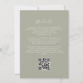 Elegant Sage Green Calligraphy QR Code Hochzeit Einladung (Rückseite)