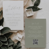 Elegant Sage Green Calligraphy QR Code Hochzeit Einladung