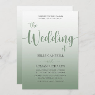 Elegant Sage Green Calligraphy Script Wedding Einladung