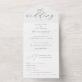 Elegant Sage Green Calligraphy Wedding All In One Einladung (Innen)