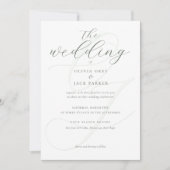 Elegant Sage Green Calligraphy Wedding Einladung (Vorderseite)