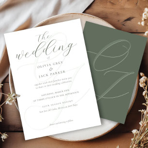 Elegant Sage Green Calligraphy Wedding Einladung