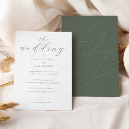 Elegant Sage Green Calligraphy Wedding Einladung