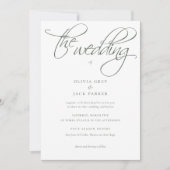 Elegant Sage Green Calligraphy Wedding Einladung (Vorderseite)