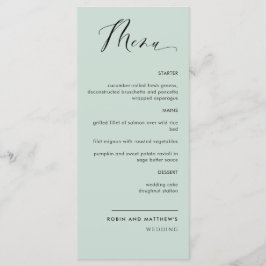 Elegant Sage Green Calligraphy Wedding / Empfang Menükarte