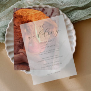 Elegant Sage Green Calligraphy Wedding Pergament Einladungen