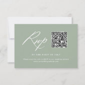 Elegant Sage Green Calligraphy Wedding QR Code RSVP Karte (Vorderseite)