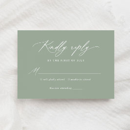 Elegant Sage Green Calligraphy Wedding RSVP Karte