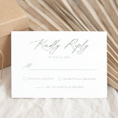 Elegant Sage Green Calligraphy Wedding RSVP Karte