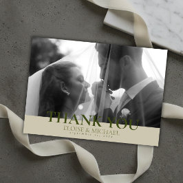 Elegant Sage Green Crest Monogram Wedding Dankeskarte