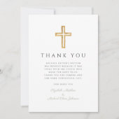 Elegant Sage Green Cross Baptism Dankeskarte (Vorderseite)