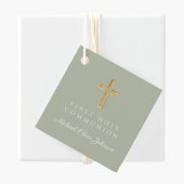Elegant Sage Green Cross Boy Erste Kommune Geschenkanhänger