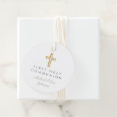 Elegant Sage Green Cross Boy Erste Kommune Runde Geschenkanhänger (Beispiel)