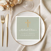 Elegant Sage Green Cross Erste Kommune Serviette