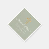 Elegant Sage Green Cross Erste Kommune Serviette (Ecke)