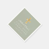 Elegant Sage Green Cross Erste Kommune Serviette (Ecke)