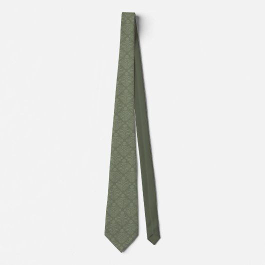 Elegant Sage Green Damask Pattern Krawatte (Vorderseite)
