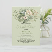 Elegant Sage Green Eucalyptus Bridal Shower | Einladung (Stehend Vorderseite)