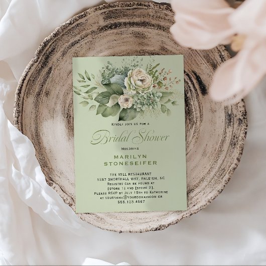 Elegant Sage Green Eucalyptus Bridal Shower | Einladung