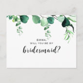 Elegant Sage Green Eucalyptus Foliage Bridesmaid Postkarte (Vorderseite)