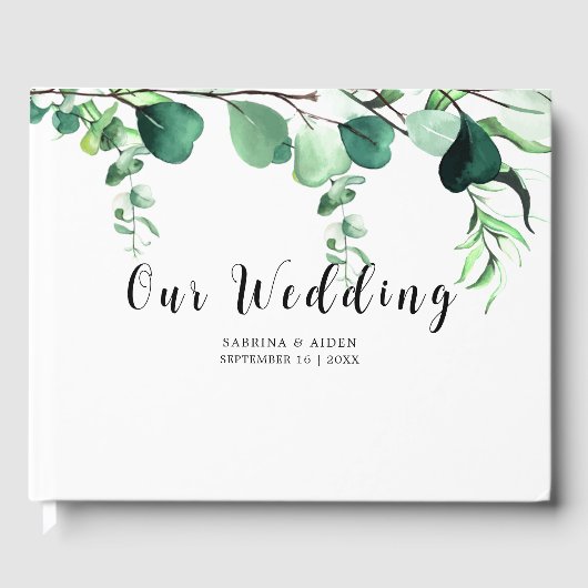 Elegant Sage Green Eucalyptus Foliage Wedding Gästebuch (Vorderseite)