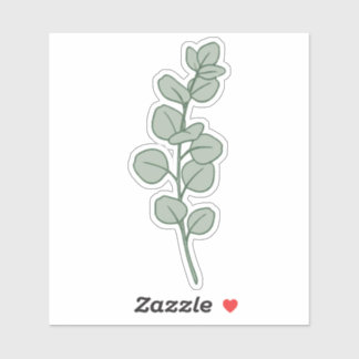 Elegant Sage Green Eucalyptus Minimalist Botanical Aufkleber