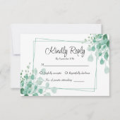 Elegant Sage Green Eukalyptus Greenery RSVP Karte (Vorderseite)