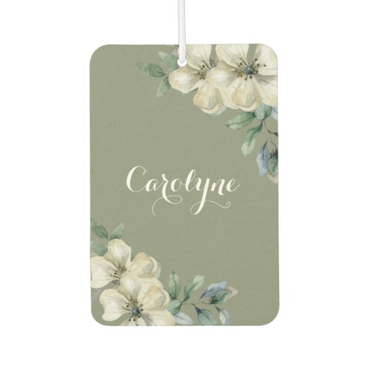 Elegant Sage Green Floral Autolufterfrischer (Vorderseite)