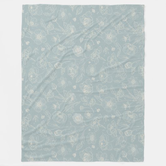 Elegant Sage Green Floral Fleecedecke (Vorderseite)