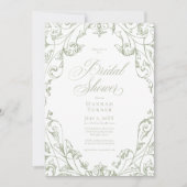Elegant Sage Green Floral Frame Bridal Shower Einladung (Vorderseite)