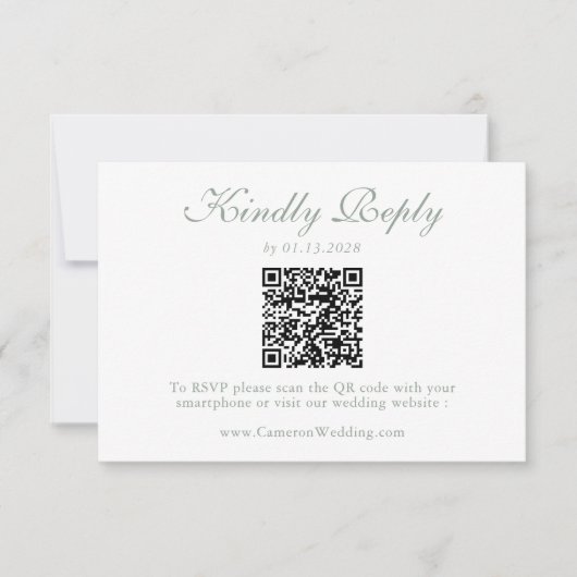 Elegant Sage Green Floral QR Code Wedding RSVP  (Vorderseite)