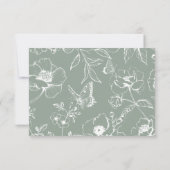 Elegant Sage Green Floral QR Code Wedding RSVP Karte (Rückseite)
