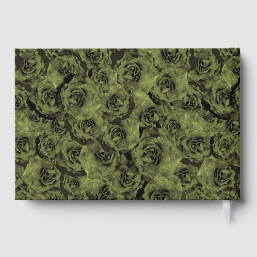 Elegant Sage Green Floral Quinceanera Silver Gästebuch (Rückseite)