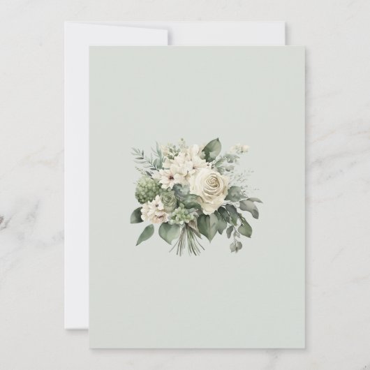 Elegant Sage Green Floral Save The Date Card (Rückseite)