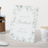 Elegant Sage Green Floral Wedding Guestbook Sockelschild (In SItu)