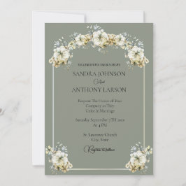 Elegant Sage Green Floral Wedding Invitation Einladung